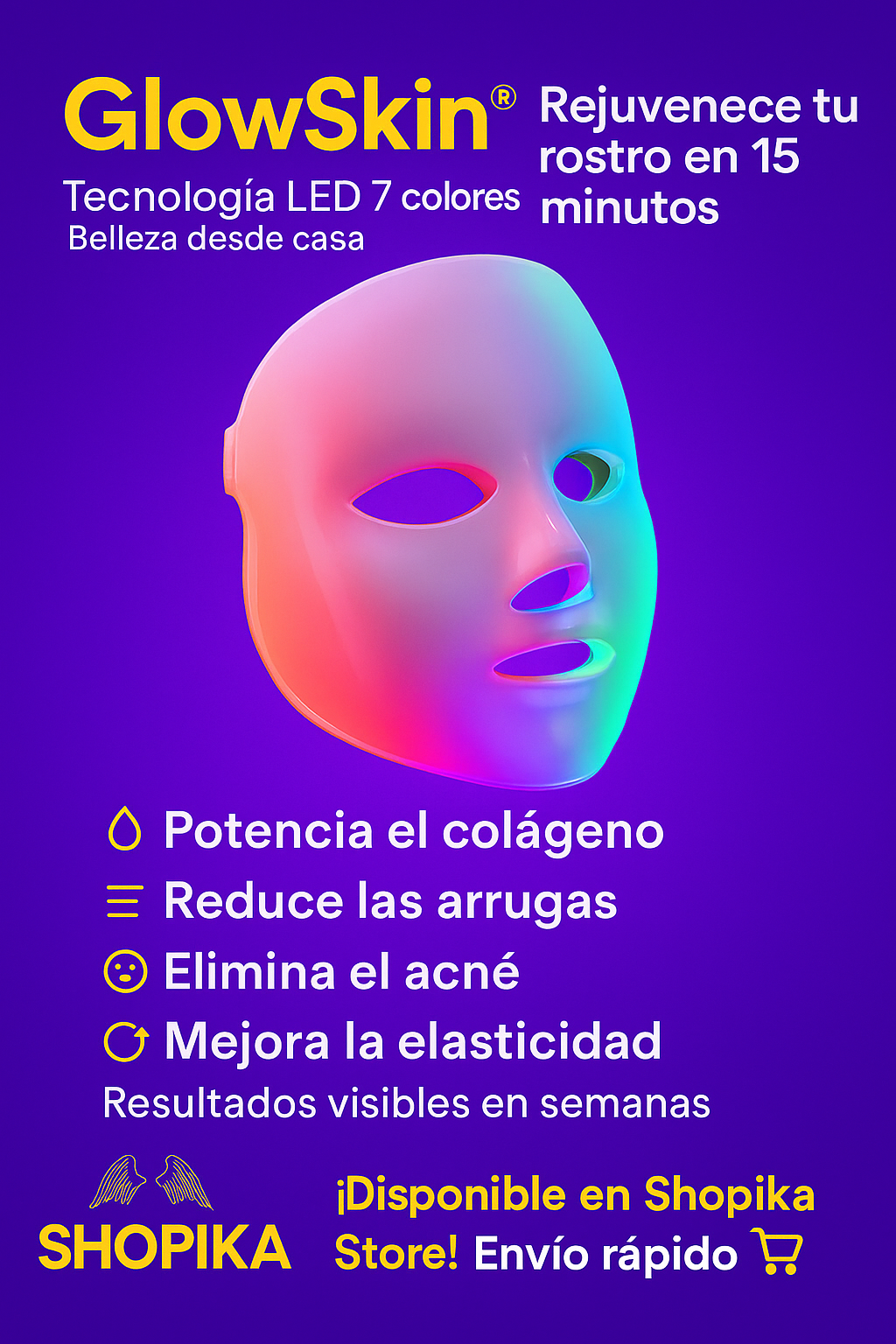 GlowSkin® Mask – Máscara LED de Rejuvenecimiento Facial 7 Colores